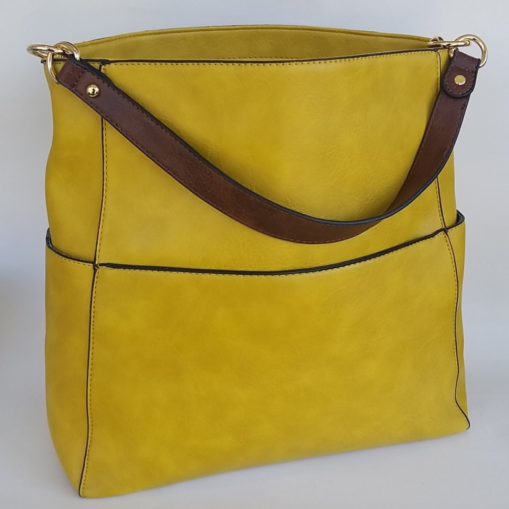 NWT Le Miel Mustard Yellow Hobo Purse Bag Tote